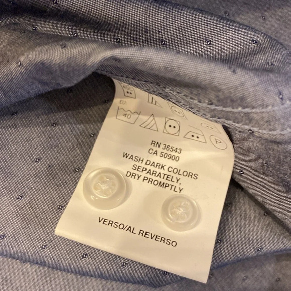 Tommy Hilfiger Mens Long Sleeve Button Shirt Blue/Grey Wrinkle Resistant XL NWT - Picture 7 of 8